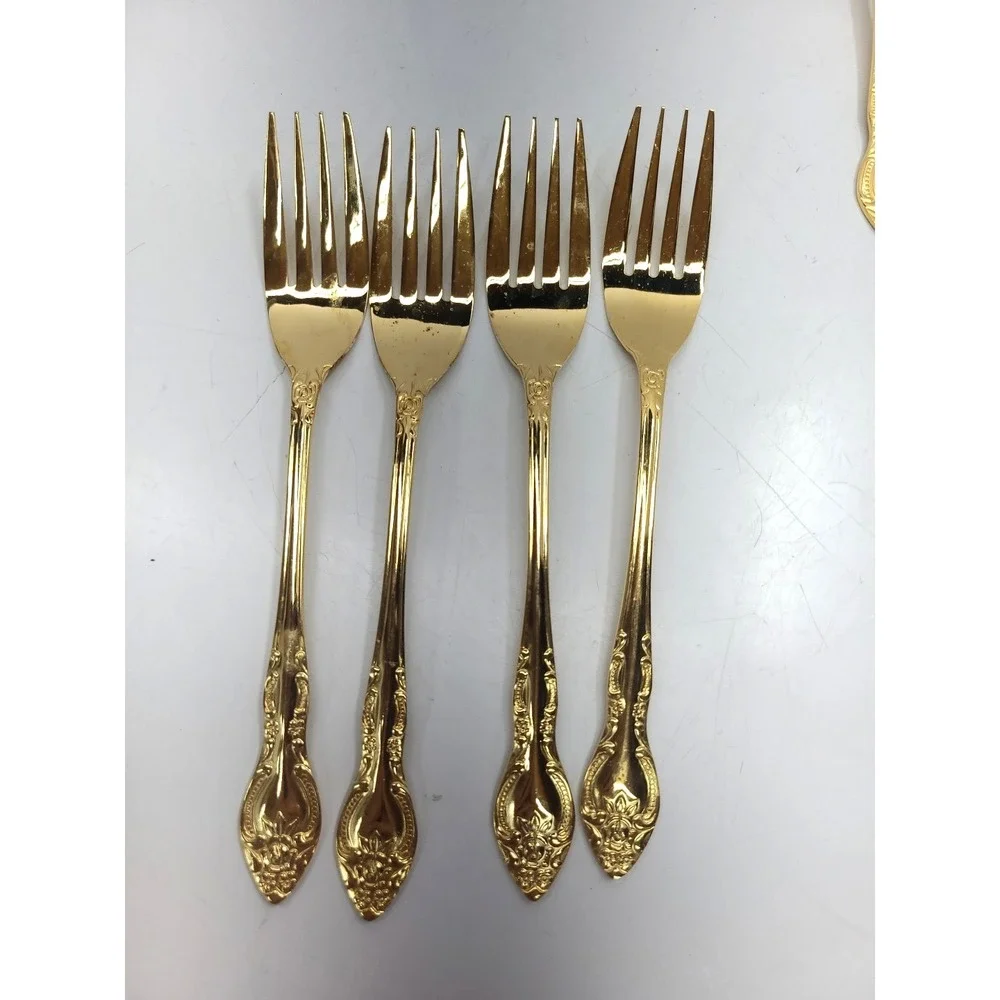 Rogers Co. Gold Plated Stainless Flatwear 19 pcs (missing‎ 1 salad fork)